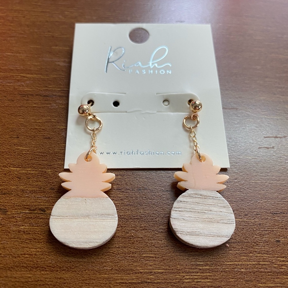 3/$12 Wood Pineapple Earrings